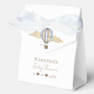 Blue Hot Air Balloon White Baby Shower Favor Box
