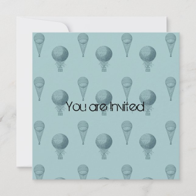 Blue Hot Air Balloons Baby Shower Invitation (Front)