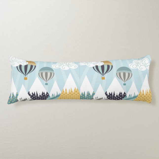 Blue Hot Air Balloons Body Pillow (Front)