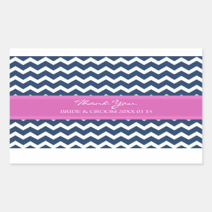 Blue Hot Pink Chevron Thank You Wedding Favour Tag