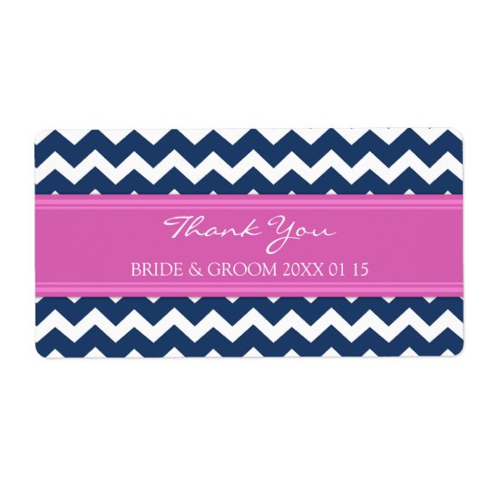 Blue Hot Pink Chevron Wedding Labels