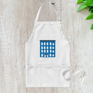 Blue Hotel Building Vintage City Architecture Standard Apron