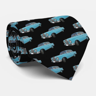 Blue Hotrod 1940s Car Pattern Tie