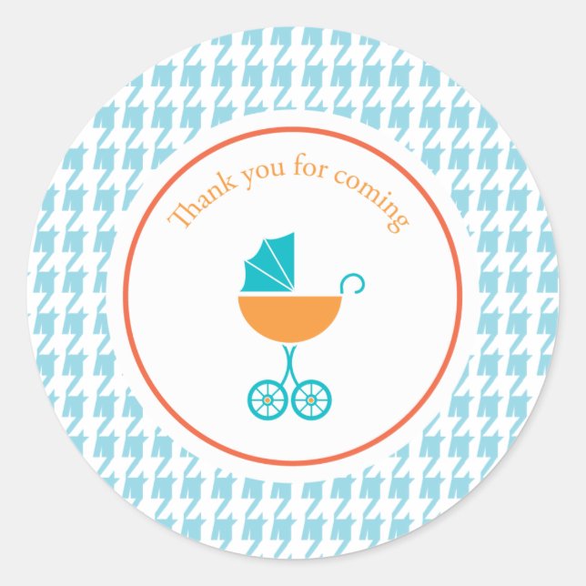 Blue Houndstooth and Carriage |  Favour Sticker (Front)