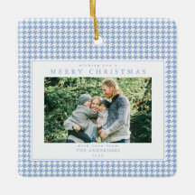 Blue Houndstooth Christmas Photo