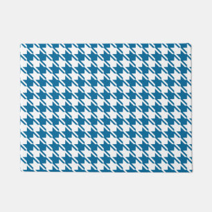 Blue Houndstooth Repeating Pattern Doormat