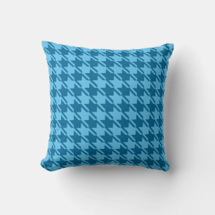 Blue Houndstooth Repeating Pattern Throw Pillow