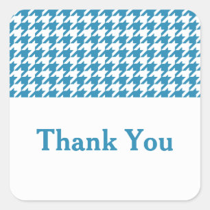 Blue Houndstooth Thank You Stickers
