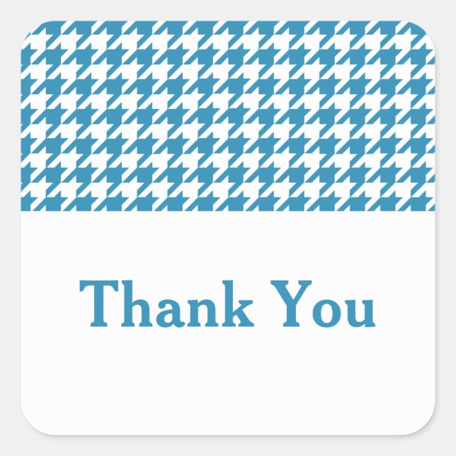 Blue Houndstooth Thank You Stickers (Front)