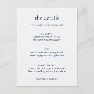 Blue Hour Editable Wedding Details Enclosure Card