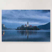 Blue hour photo landscape at lake Bled (Slovenia)