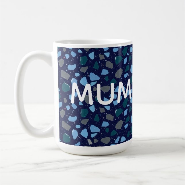 Blue Hour Terrazzo Seamless Pattern Coffee Mug (Left)
