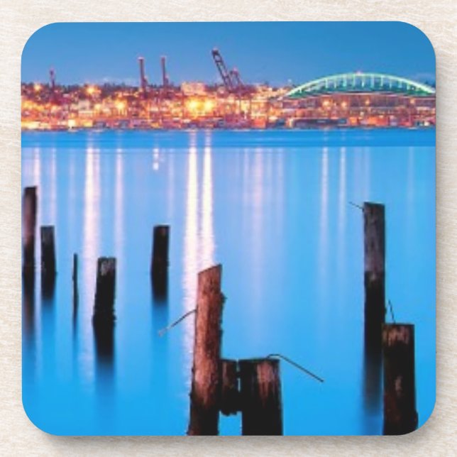 Blue hour view of downtown Seattle Coaster (Front)