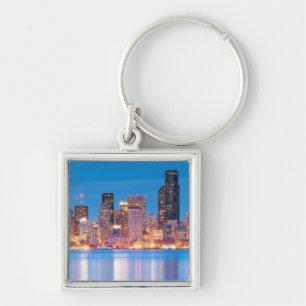 Blue hour view of downtown Seattle Keychain