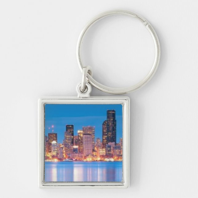 Blue hour view of downtown Seattle Keychain (Front)