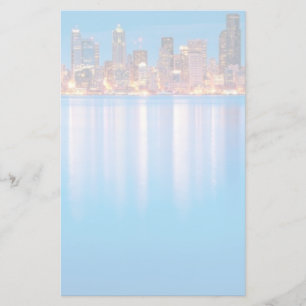 Blue hour view of downtown Seattle Stationery