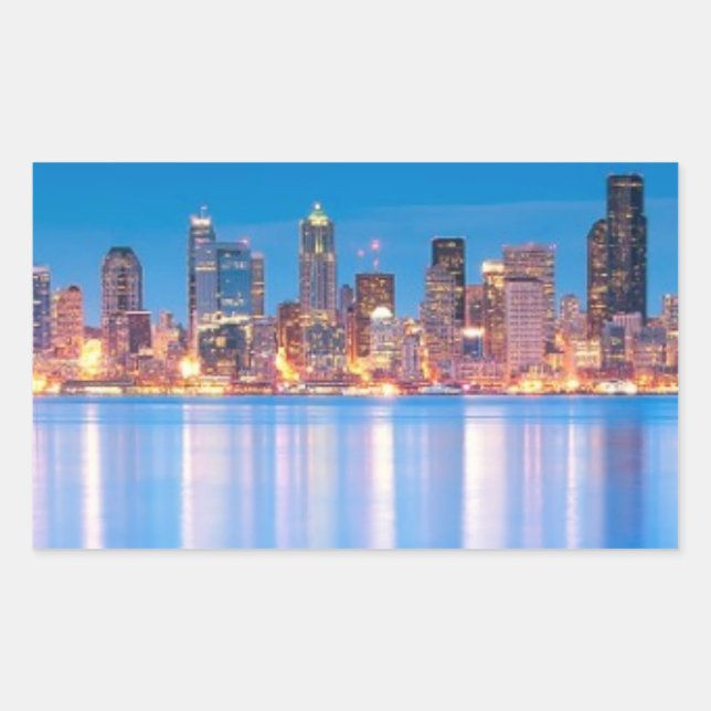 Blue hour view of downtown Seattle Sticker (Front)