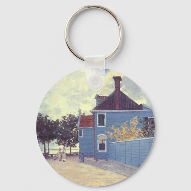Blue House at Zaandam by Claude Monet Keychain (Front)
