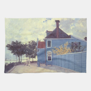 Blue House at Zaandam by Claude Monet Kitchen Towel