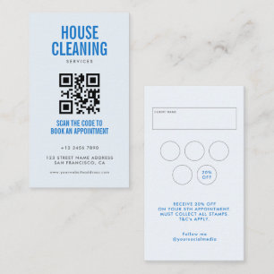 Blue House Cleaning Services QR Code Loyalty & Business Card