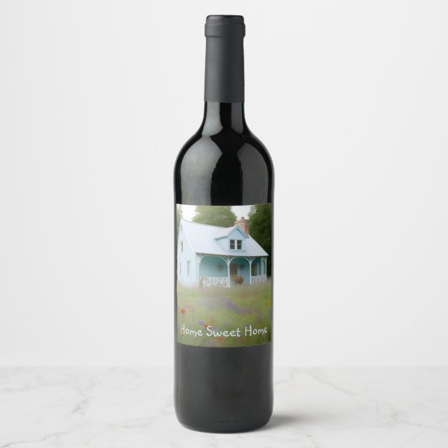 Blue House Housewarming Wine Label (Front)