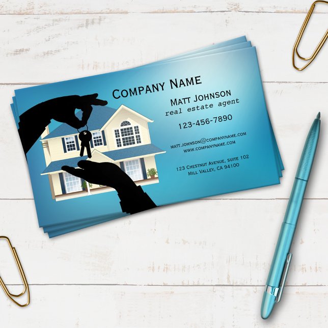 Blue House Keys Real Estate Business Card (Creator Uploaded)