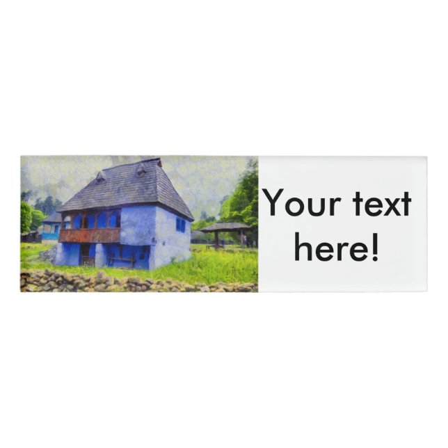 Blue house painting name tag (Front)