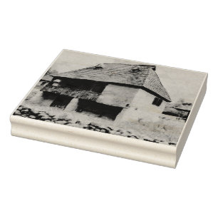 Blue house painting rubber stamp