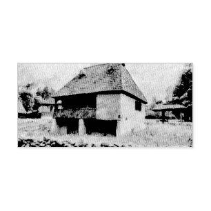 Blue house painting self-inking stamp