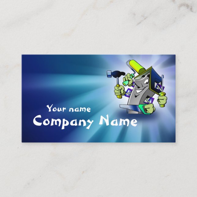 Blue House Repairman Service Business Card (Front)