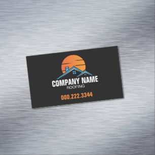 Blue House Sun Roofing Construction Magnetic Business Card