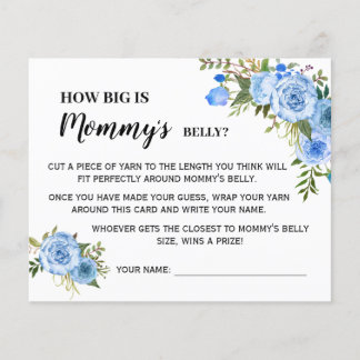 Blue How Big is Mommy Belly Baby Shower Game Card
