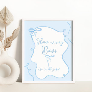 Blue How many Bows are in the jar baby shower Poster