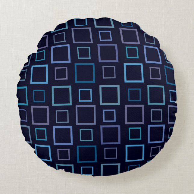Blue Hues Harmony: Shades of Serenity Dark Round Pillow (Front)