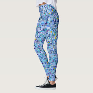 Blue hues mosaic leggings
