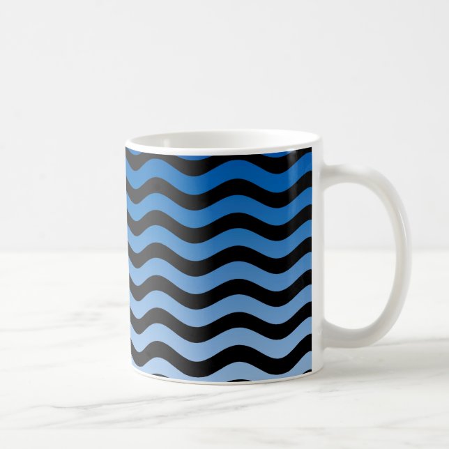 Blue Hues Wavy Stripes Coffee Mug (Right)