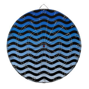 Blue Hues Wavy Stripes Decor Dartboard