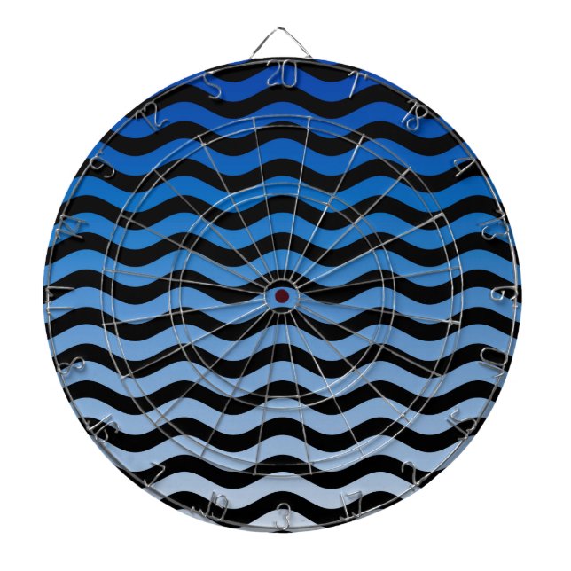 Blue Hues Wavy Stripes Decor Dartboard (Front)
