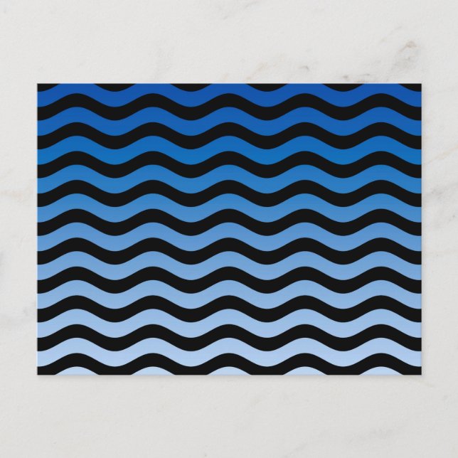 Blue Hues Wavy Stripes Decor Postcard (Front)