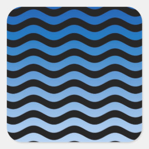 Blue Hues Wavy Stripes Decor Square Sticker