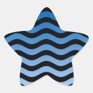 Blue Hues Wavy Stripes Decor Star Sticker
