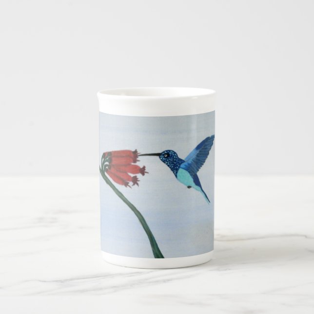 Blue Hummingbird Bone China Mug (Front)