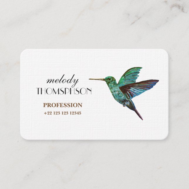 Blue Hummingbird Business Card (Front)