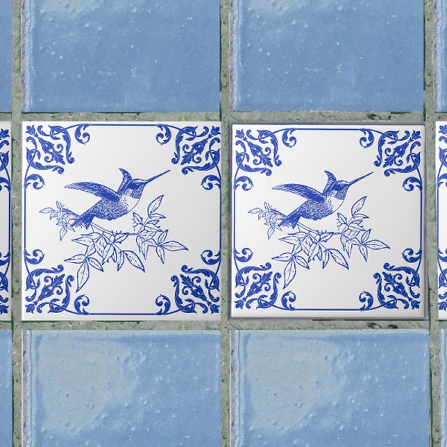 Blue Hummingbird Decor Ceramic Tile  (Creator Uploaded)