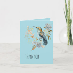 Blue Hummingbird Hydrangea Flowers Thank You Card