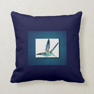 Blue Hummingbird Throw Pillow
