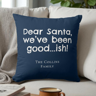 Blue Humour Dear Santa Personalized Funny Christma Throw Pillow