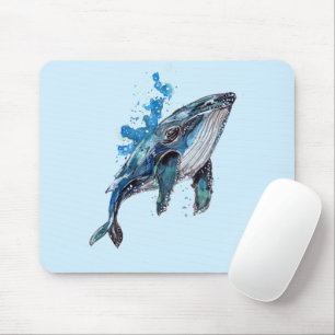Blue Humpback Whale Mouse Pad