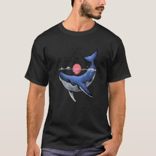 Blue Humpback Whale Sacred Geometry Animal Conserv T-Shirt