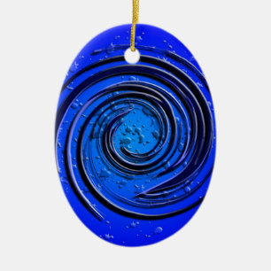 Blue Hurricane Swirl Ceramic Ornament